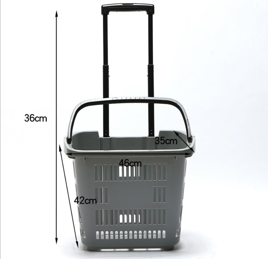 Factory direct sales of plastic wheeled trolley baskets for supermarkets and metal trolley baskets for shopping malls Specification image