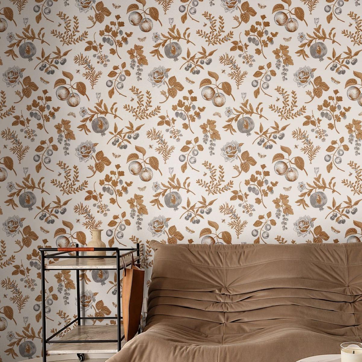 self-adhesive vintage wall wallpaper pomegranate leaves wallpaper wall sticker with glue decoration bedroom room study wallpaper