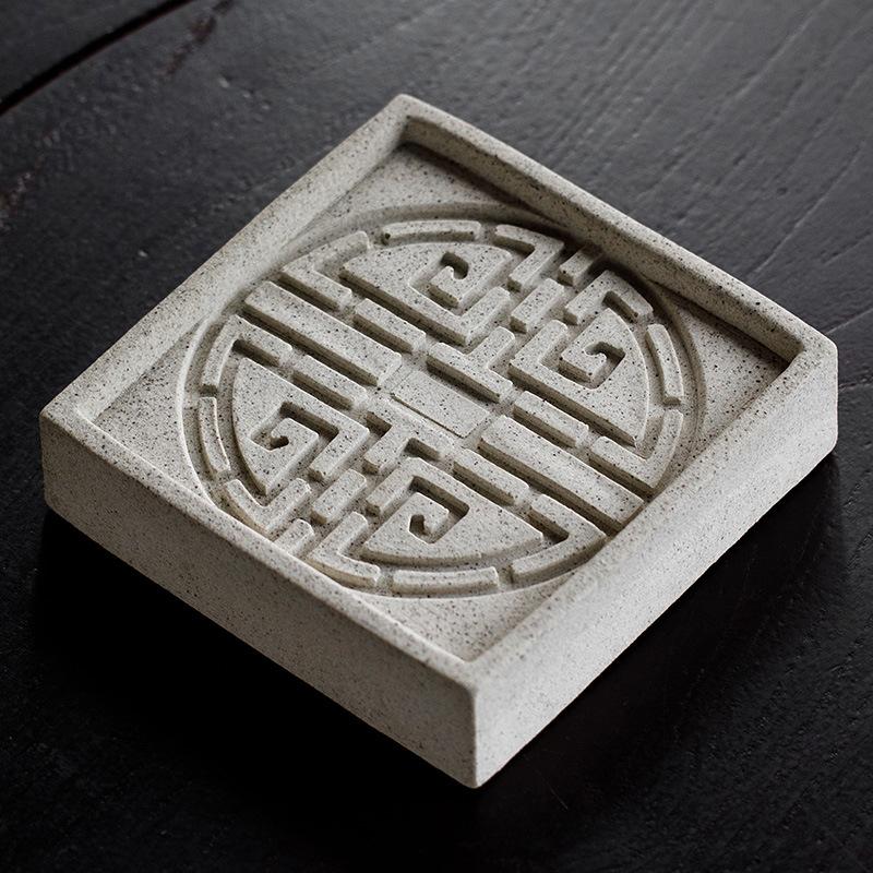 ruyi antique pottery absorbent stoneware pot tray square ceramic teapot tray water storage pot mat saucer tea table