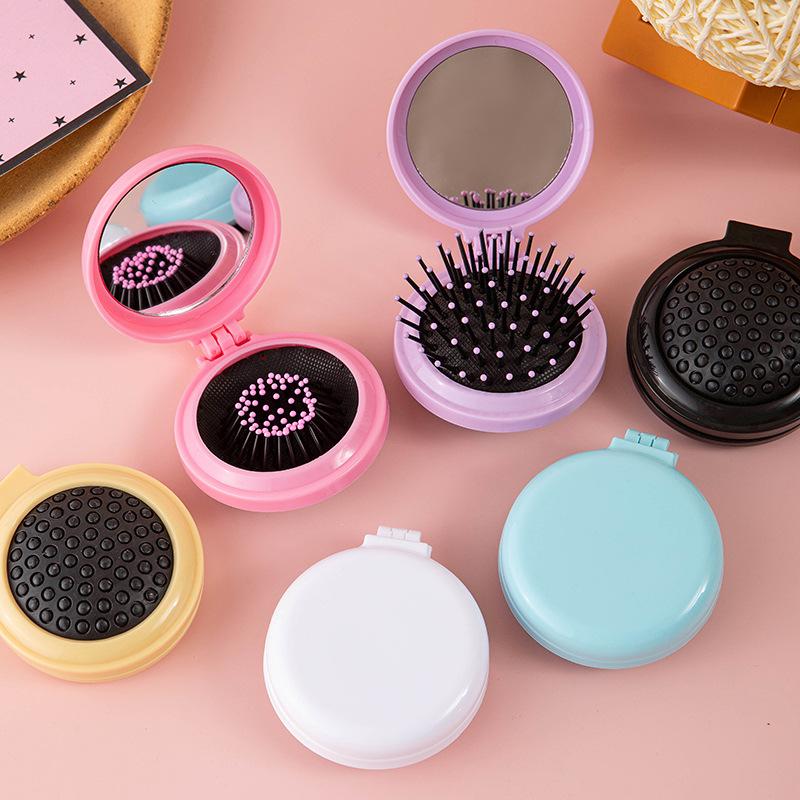 folding mirror and comb package small portable portable mini air cushion comb girls airbag comb massage comb mirror integrated mirror comb
