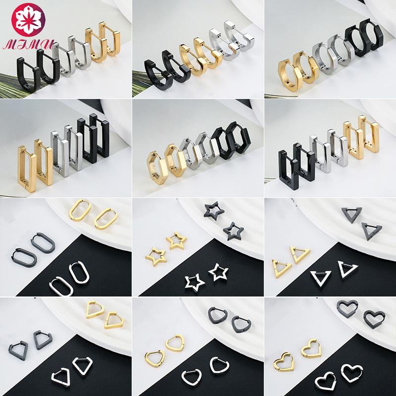 cross-border hot stainless steel earrings special-shaped geometric titanium steel earrings wild polygon earrings ear studs earrings wholesale