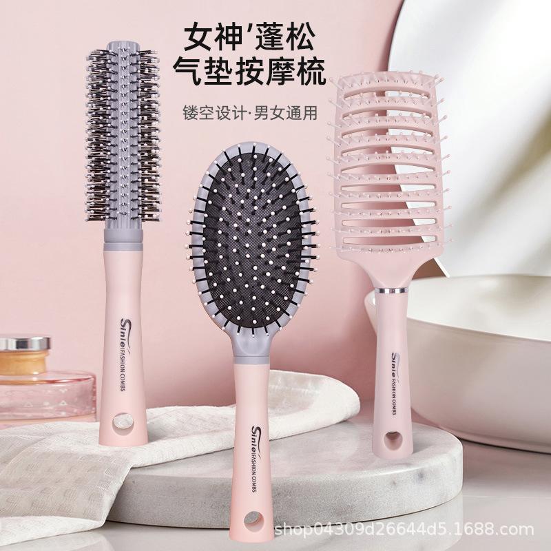 macaron big curved comb skin massage comb men's fluffy comb curly hair styling comb curved nine vent comb wholesale details Picture