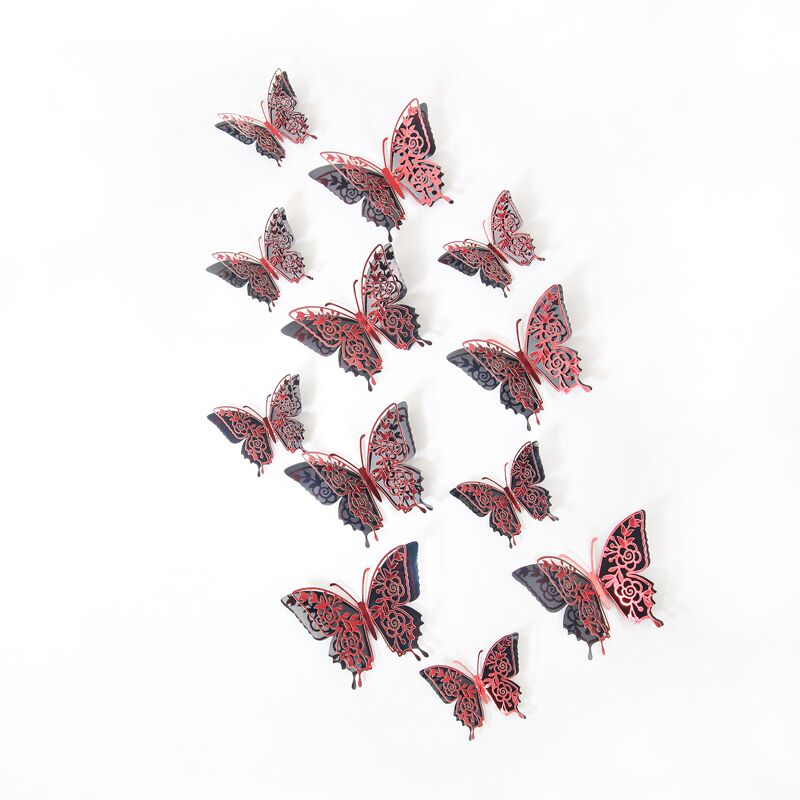Double-layer hollowed-out simulated butterfly 3D stereoscopic garden butterfly decorations, festival party decoration stickers