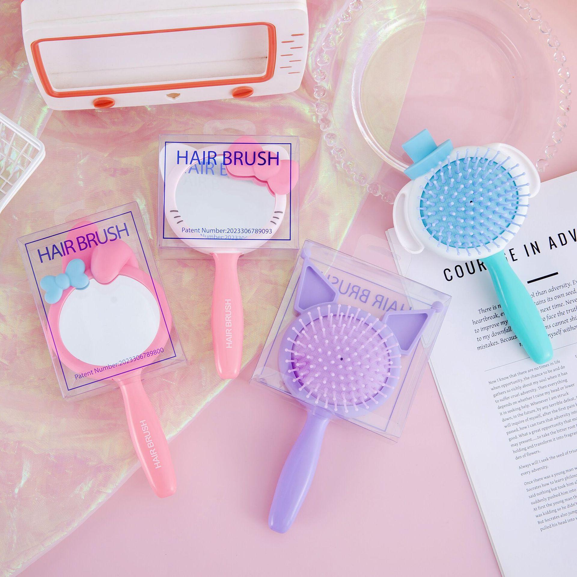 new hl-013 creative cartoon air cushion massage comb mirror children girl korean style home durable airbag comb details Picture