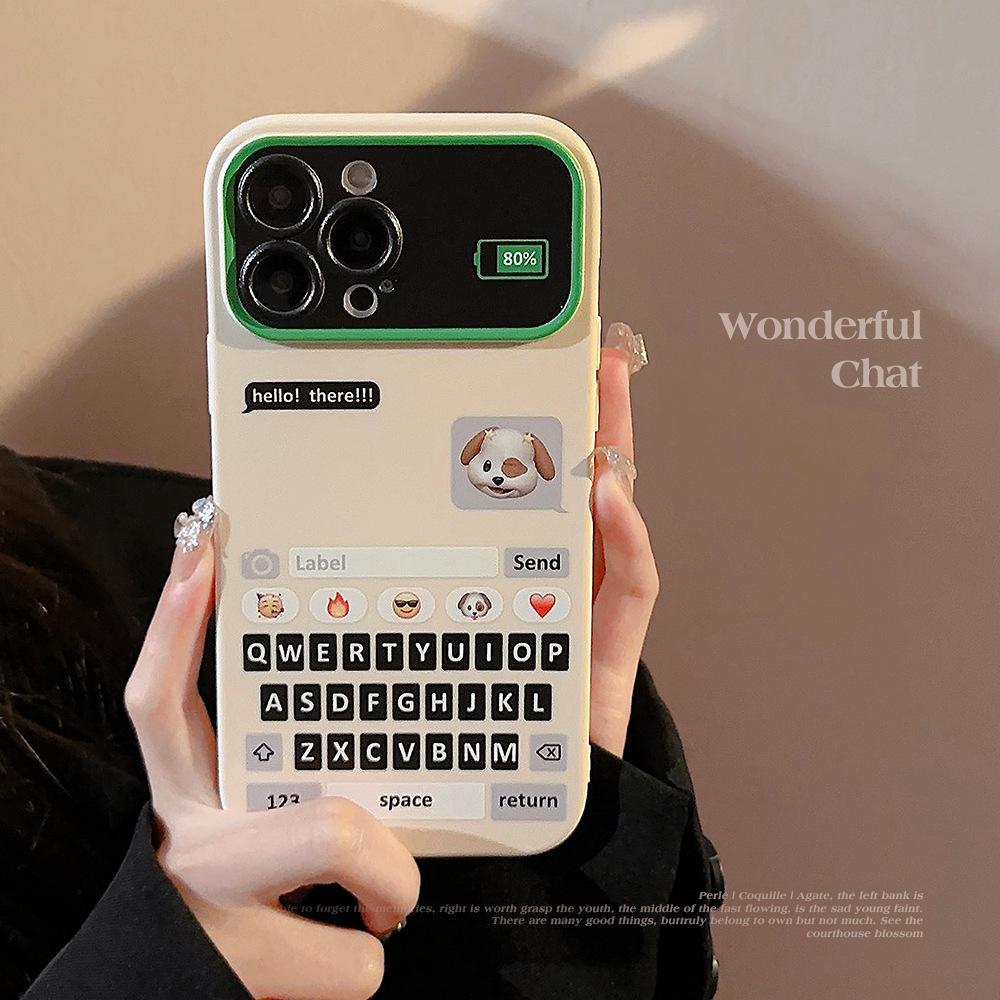 Applicable to 15pro Max Chat Frame Puppy Mobile Phone Shell for iPhone Iphone13 Personalized Cartoon 11 Drop-Resistant 14 Sets