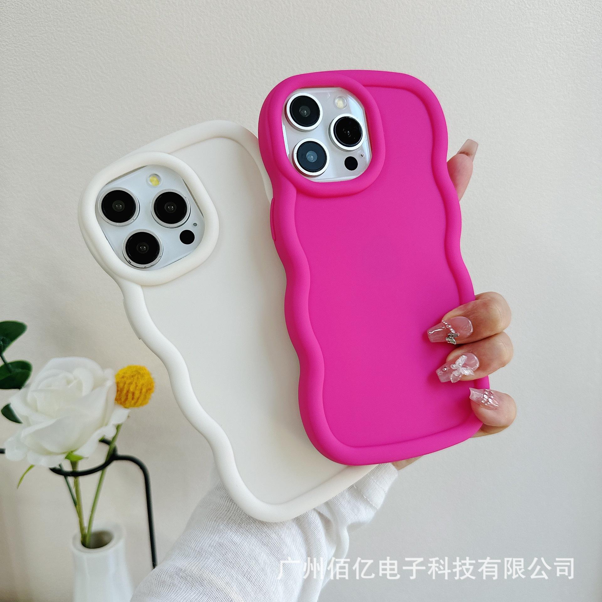 applicable to mobile phone shell for iphone tpu wave edge soft case protective cover cross-border new arrival macaron apple 15 phone case