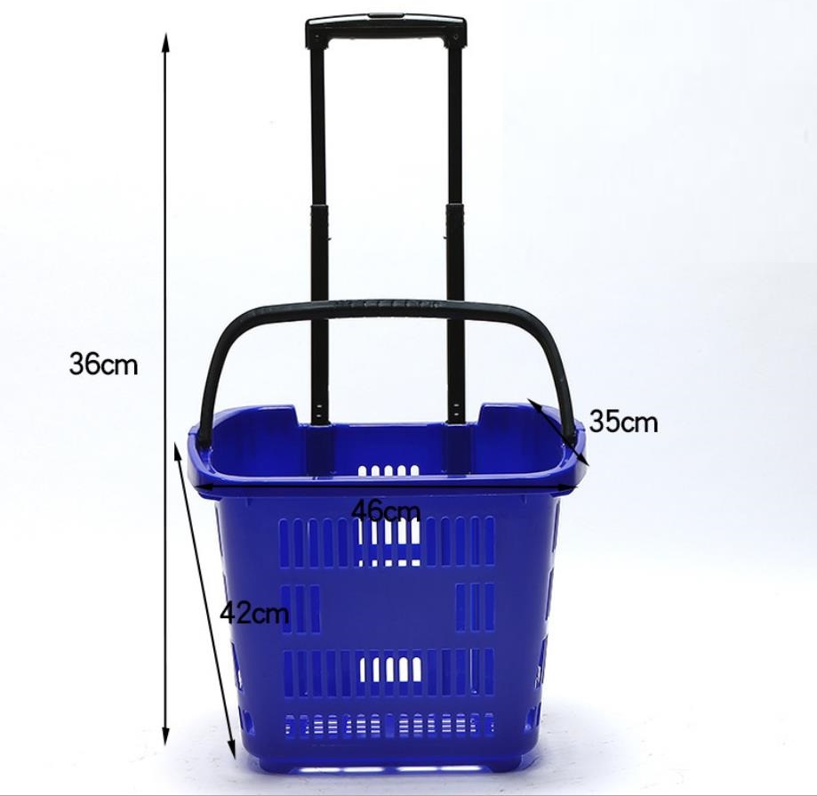 Factory direct sales of plastic wheeled trolley baskets for supermarkets and metal trolley baskets for shopping malls Application Scenario