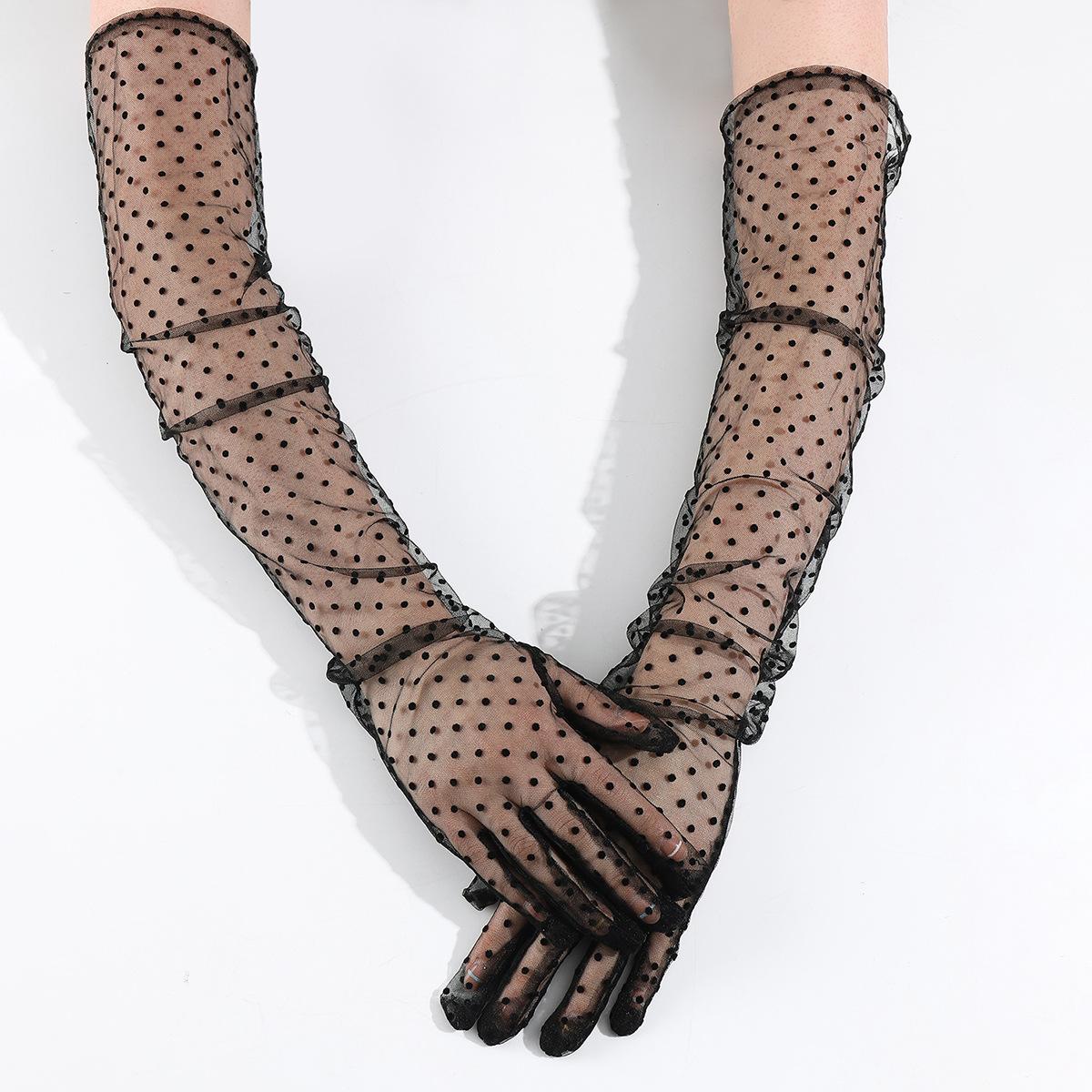 dot sexy extended lace gloves sexy lingerie accessories dress performance mesh black women's sun protection