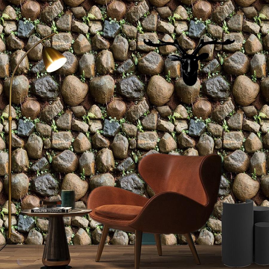 cross-border nostalgic antique brick guttsta pattern 3d wallpaper self-adhesive moisture-proof bar background wall pvc self-adhesive wallpaper wholesale