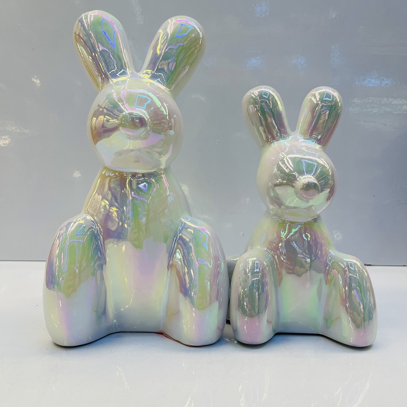Electroplated Easter bunny ceramic ornaments, Nordic modern creative living room TV cabinet decoration, cartoon decorative ornaments, home ornaments, decorative TV cabinet ornaments, hotel traditional handicrafts details Picture