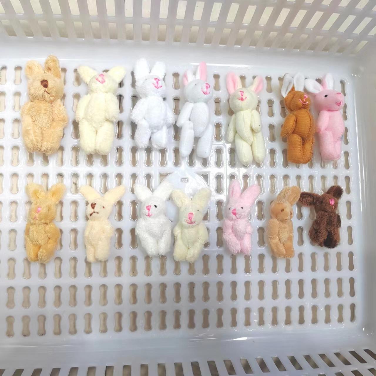 mini 7cm joint bunny plush toy momo bear earrings hair accessories diy accessories little doll pendant