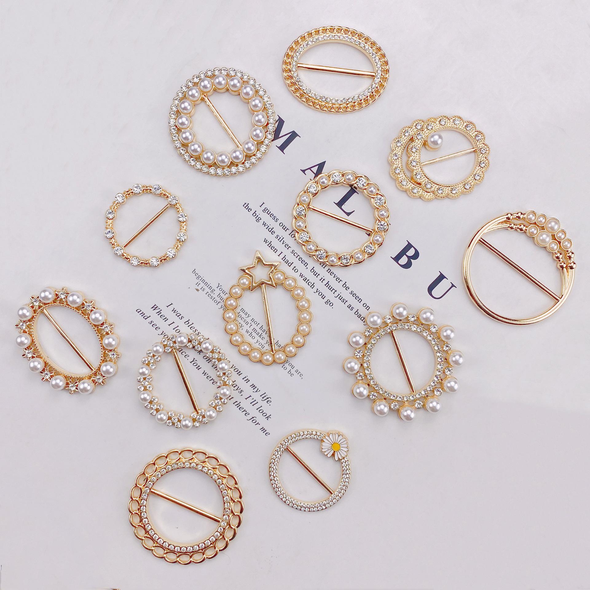corner knotted retaining ring scarf buckle all-match artifact shirt hem t-shirts t-shirts women's clothes decorative accessories brooch