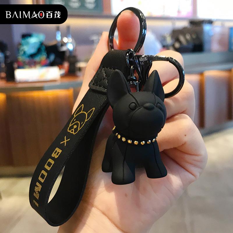 Cartoon Resin Jarre Aero Bull Puppy Key Chain Female Cute Creative Exquisite Bulldog Key Chain Couple Book