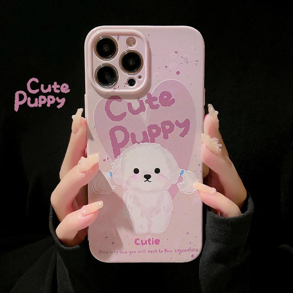 graffiti oil painting puppy iphone14 mobile phone shell for iphone 15promax cute cartoon 13 sets 12 applicable all-inclusive