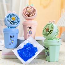 creative desktop mini rechargeable small fan student diy stickers send aromatic beads handheld portable usb cartoon electric fan