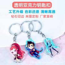 double cartoon acrylic key chain customization transparent double-sided key chain diy anime standee small pendant wholesale