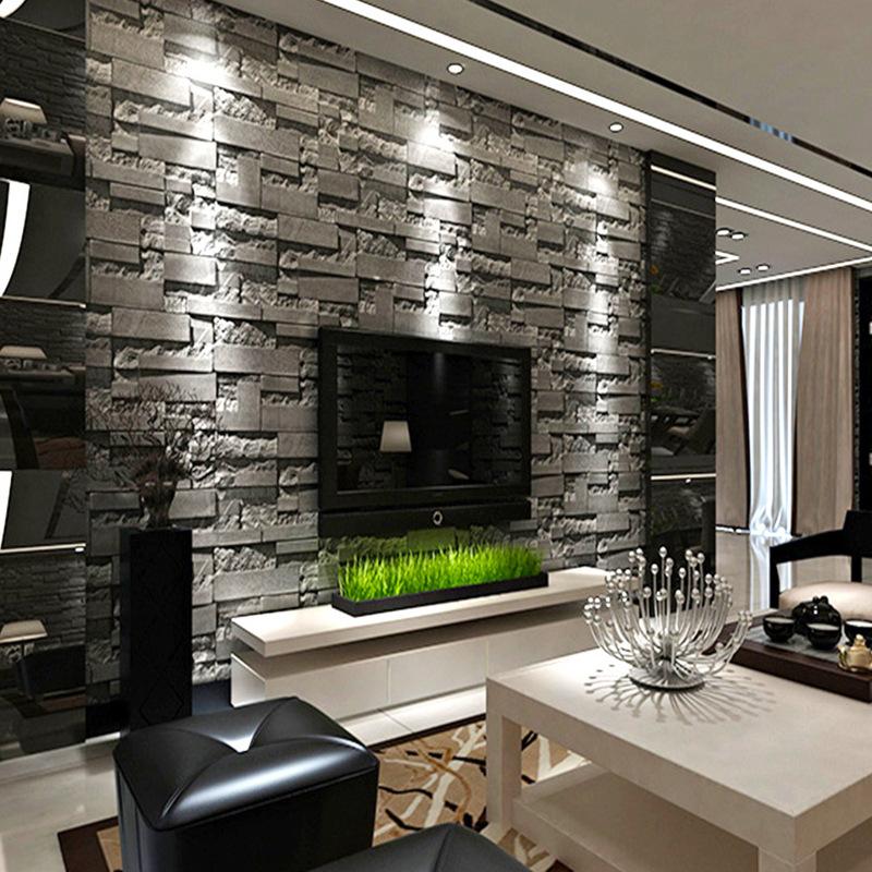 Cross-Border Retro Brick Pattern Brick Brick Wallpaper 3d Stereo Restaurant Barber Clothing Store Background Wall Gray Brick Wallpaper details Picture
