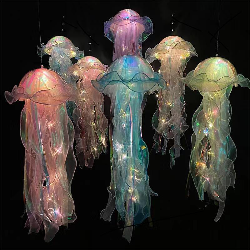 internet hot luminous jellyfish lamp cage atmosphere small night lamp ornaments night market stall luminous jellyfish lamp toys wholesale