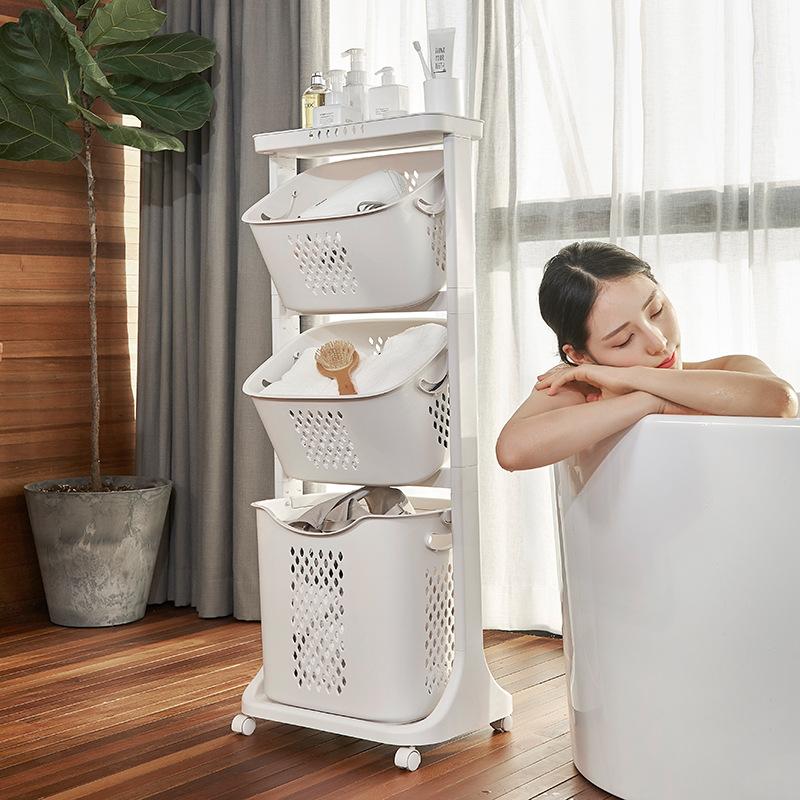 household multi-functional organize the shelves bathroom classification laundry basket laundry baskets plastic large mobile storage basket