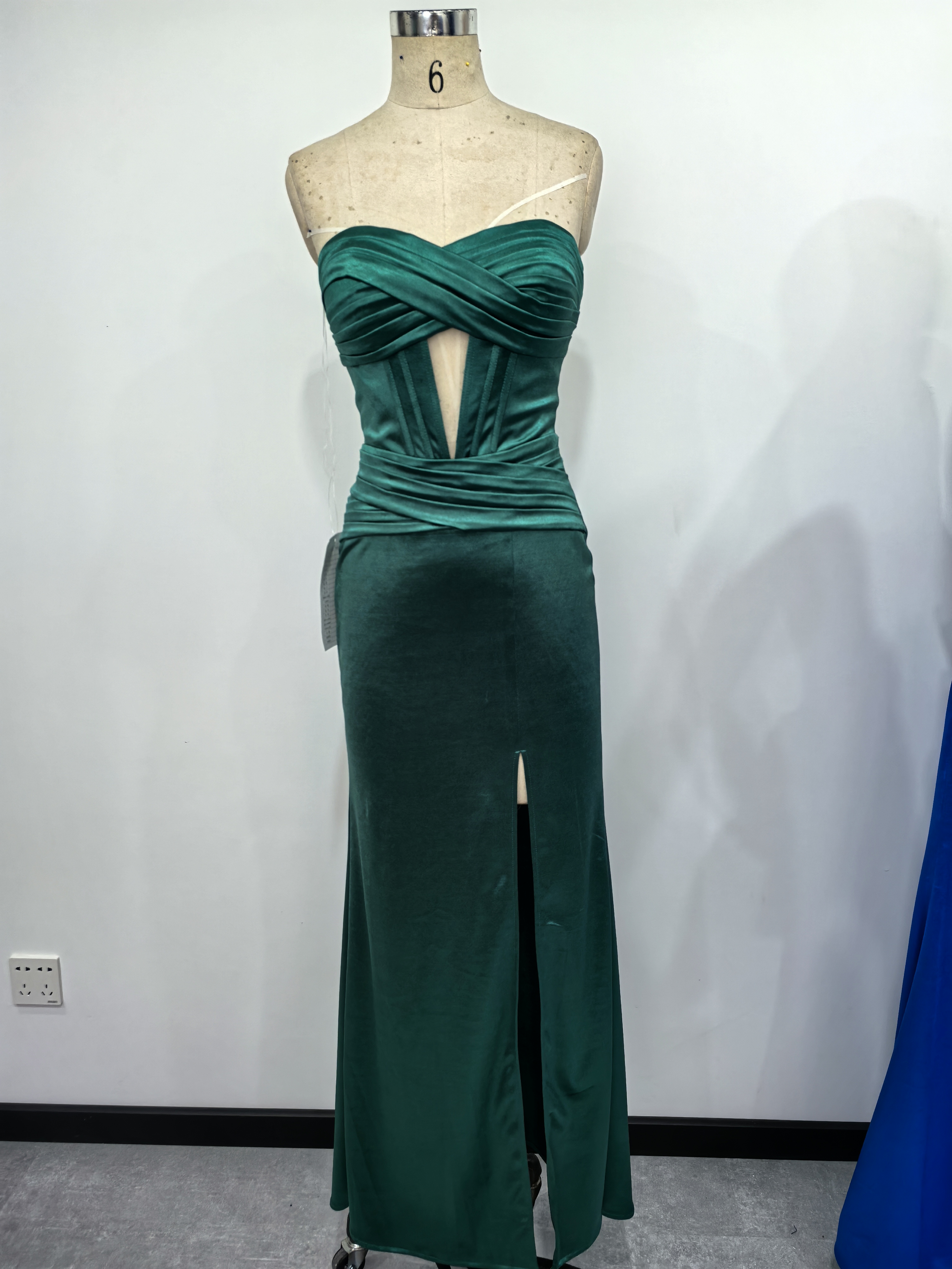 2025 Spring New Cross-Border European And American Women's Slim Slit Long Dress Backless Dress Evening Gown G6002 Specification drawing