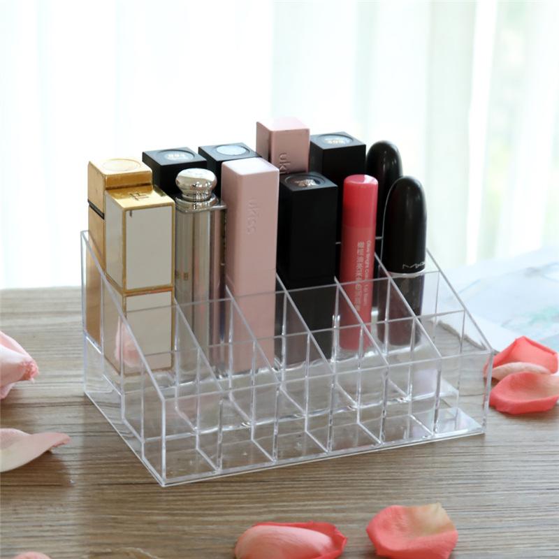 24 grid lipstick display small size nail polish lip balm holder transparent cosmetic desktop storage box sample holder