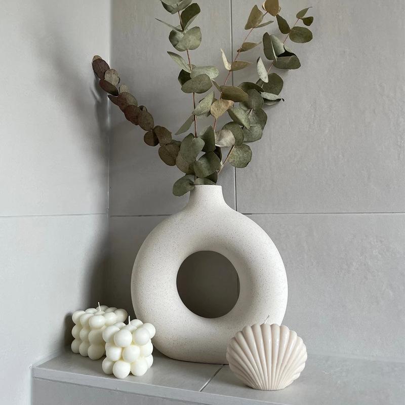 ceramic vase circle vase ceramic decoration creative ceramic vase suit living room cross-border vase ceramic