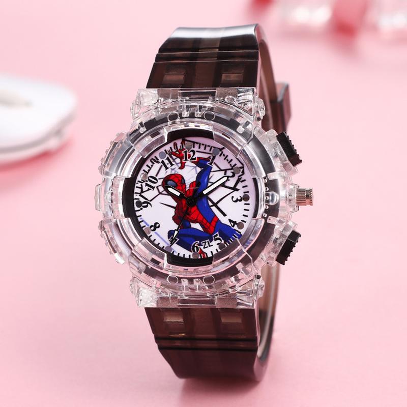 children's spider-man luminous electronic sports watch boy's pointer fashion led colorful flashing light quartz watch