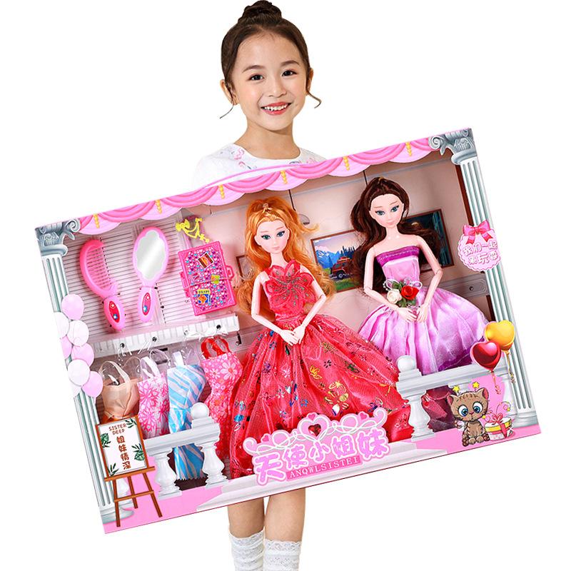 toy plaid barbie dress up barbie singing wedding dress princess gift girl large gift box suit doll