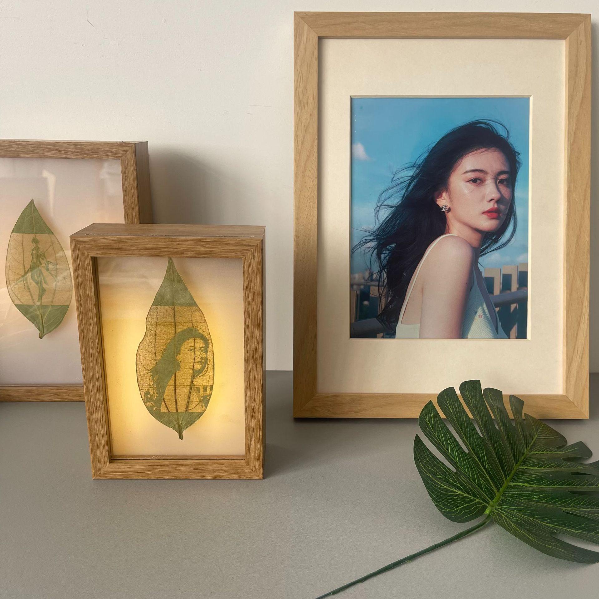 leaves specimen box carved light photo frame photo silhouette creative mounting photo decoration gift commemorative ornaments