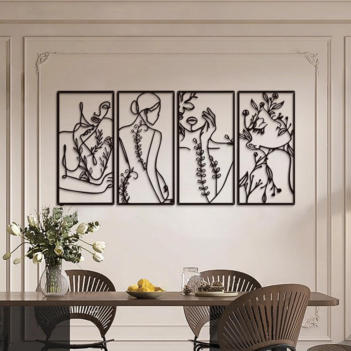 modern metal wire art wall decoration: home decoration minimalist abstract silhouette of female body wall art