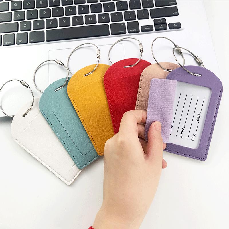 PU Leather with Printing Paper Tags Stainless Steel Lanyard Couple Luggage Tag