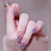 wear nail finished products wholesale short ballet diamond aurora shining nail polish flash nail polish nail tip fake nails
