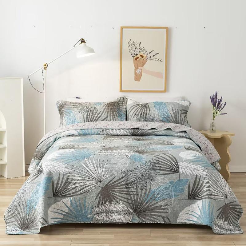Foreign Trade Pure Cotton Dense Cotton Three-Piece Bed Cover Set Double-Sided Cotton Quilting Seam Washing Quilt Sheets