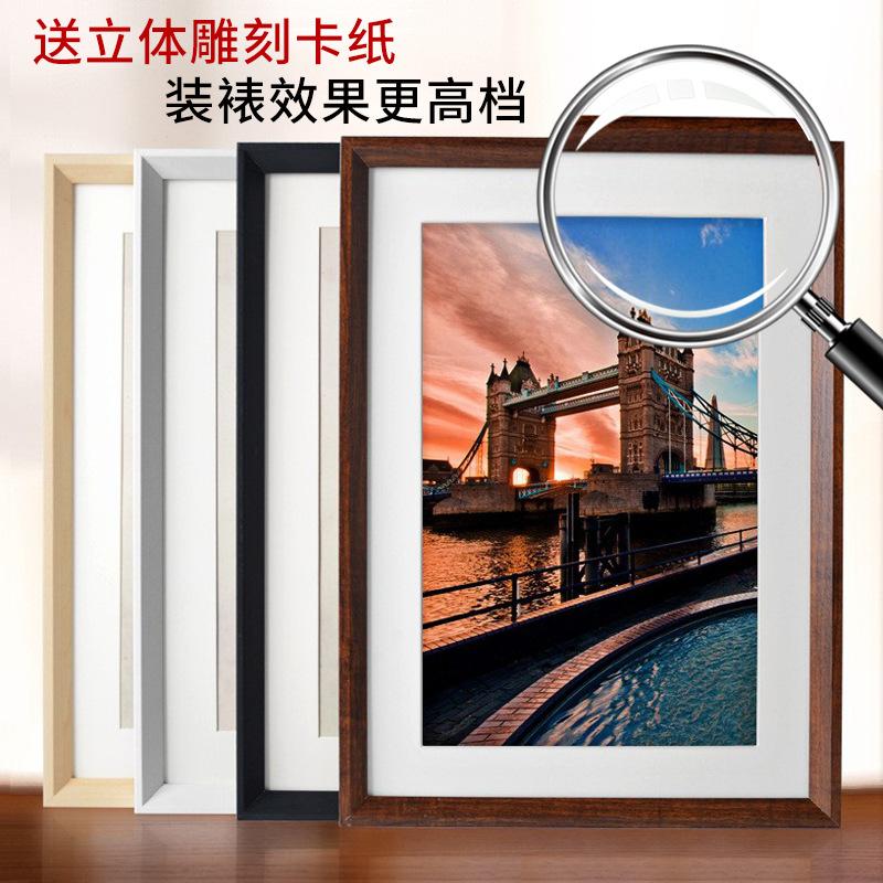 Nordic Ins Style 67810-Inch Photo Frame Wooden A4a3 Certificate Frame Four-Open Eight-Open Chinese Painting Display Frame wholesale