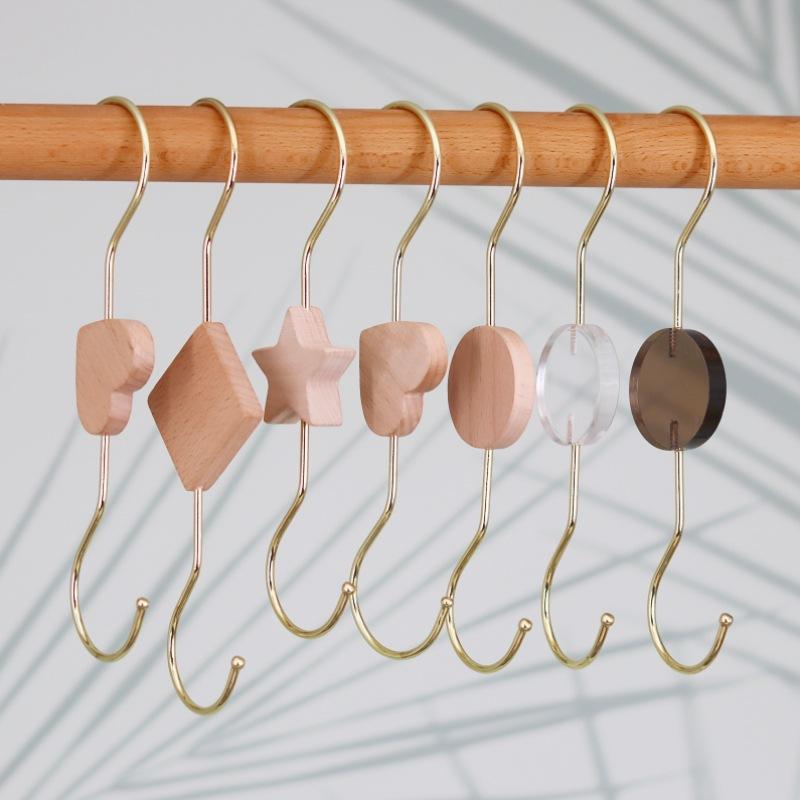 factory wholesale creative s hook clothing store s hook hanger version solid wood display props multi-functional clothes hook long