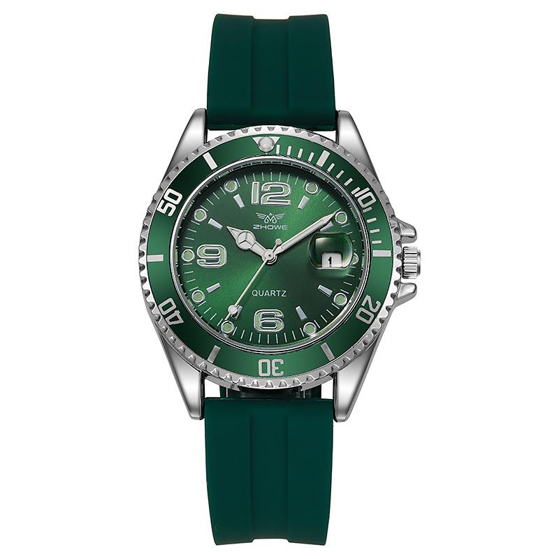 Foreign Trade Silicone Band Green Submariner Sports Watch Men's Luminous Men's Business Waterproof Quartz Watch Casual Steel Watch