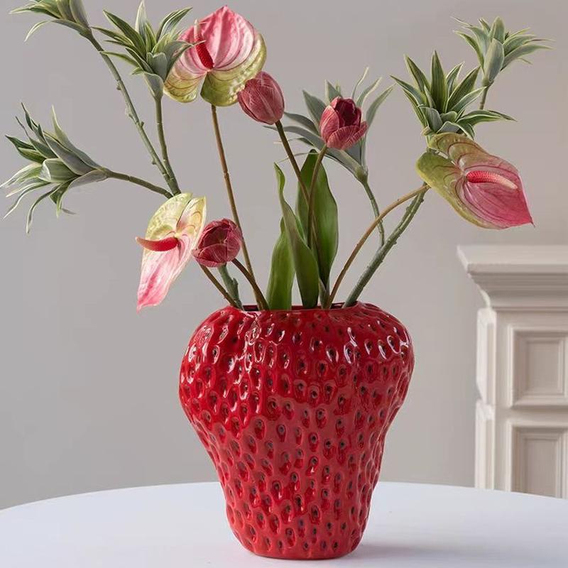 strawberry creative ceramic vase decoration living room flower arrangement high-grade light luxury lunar new year flower new year decoration