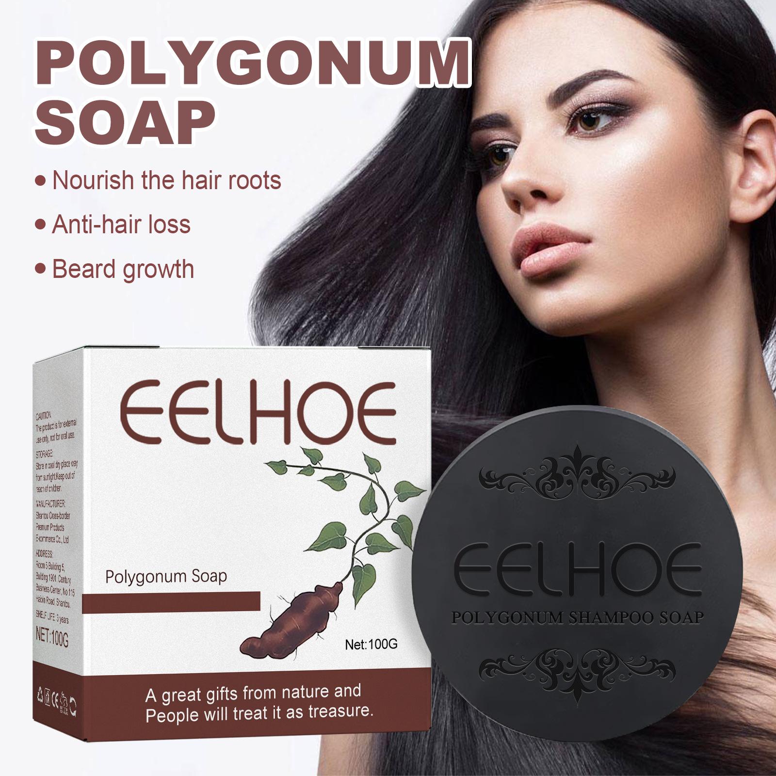 Eelhoe Polygonum Multiflorum White to Black Shampoo Soap Deep Cleansing Soft Nourishing Solid Hair Black Hair Shampoo Soap