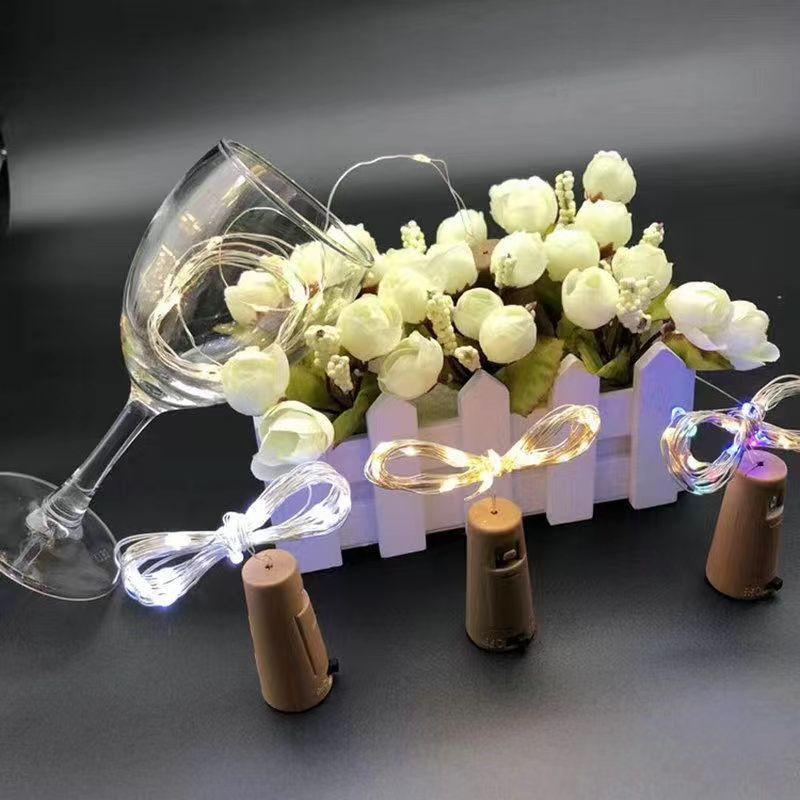 led cork screw light 20 copper wire lamp christmas day light decorative lamp wine stopper button battery box copper wire lamp string