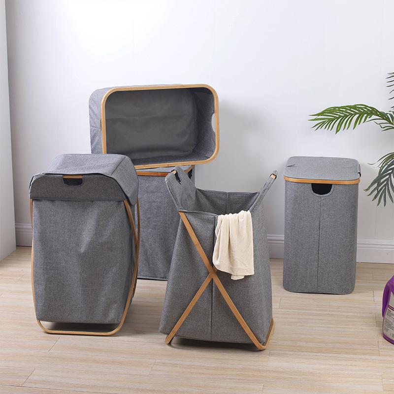 cross-border hot sale folding laundry basket laundry basket storage basket fabric bamboo basket for dirty clothes clothing storage bucket dirty clothes