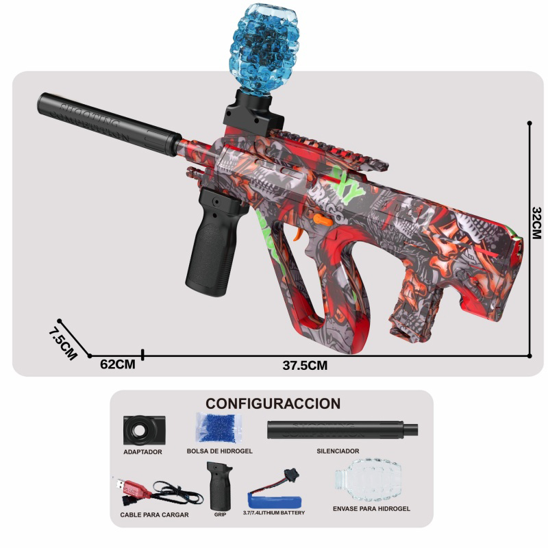 儿童户外玩具男孩吃鸡绝地求生游戏模型枪酷炫涂鸦皮肤款电动水弹枪 AUG手自一体大礼盒详情1