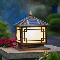 solar power connection dual-purpose door pillar aluminum outdoor chinese retro garden courtyard wall pillar lamp