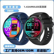 cross-border new arrival zw60 smart watch amoled round screen bluetooth calling health sports watch smartwatch