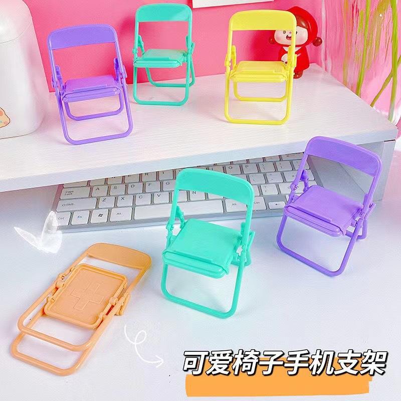 creative mobile phone holder desktop foldable chair can be placed decorations ornaments horizontal stand macaron color
