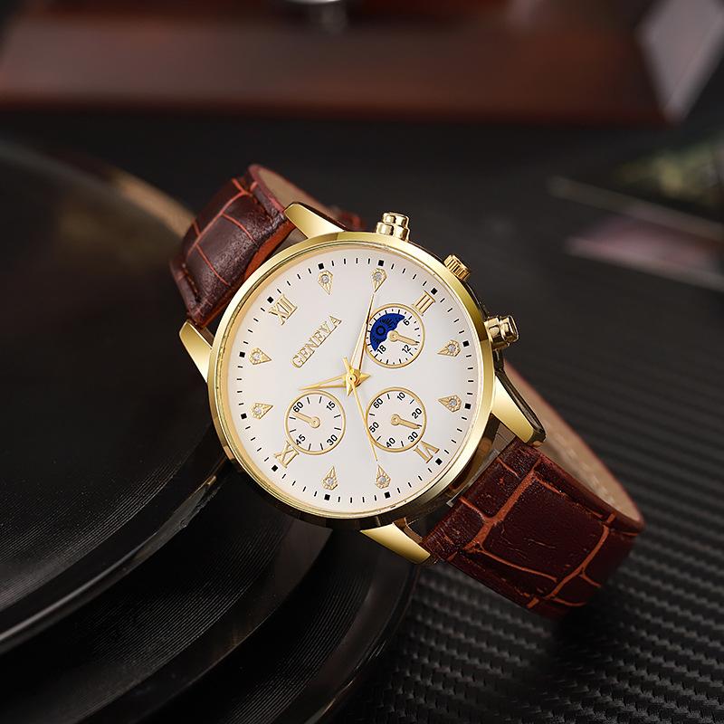 2023 new geneva men's business watch casual belt quartz sport watch men's watch men's watch wholesale
