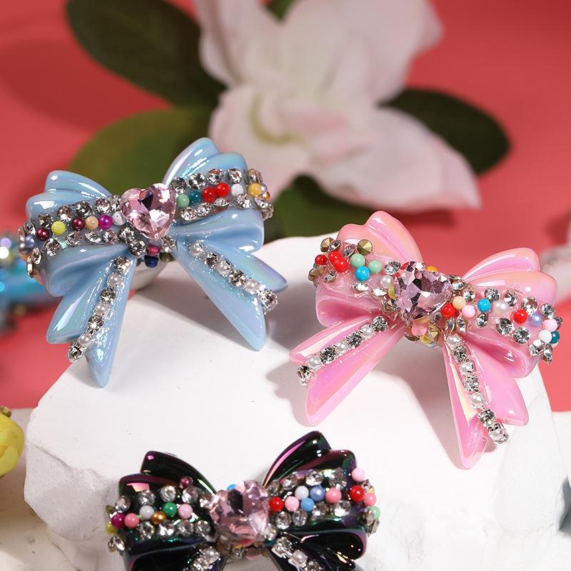 heavy industry uv plating color love chain bow acrylic beads diy mobile phone charm bead accessories scattered beads wholesale