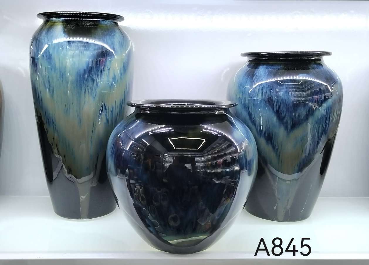 景德镇陶瓷花瓶 玻璃工艺品摆件 精美礼品装饰花瓶 现代简约客厅装饰品摆件