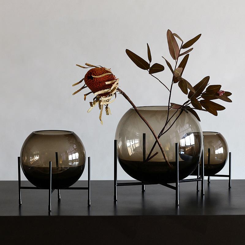 New Product Creative round Spherical Glass Vase Home Decoration Living Room Desktop Bedroom Showroom Ornament Furnishing