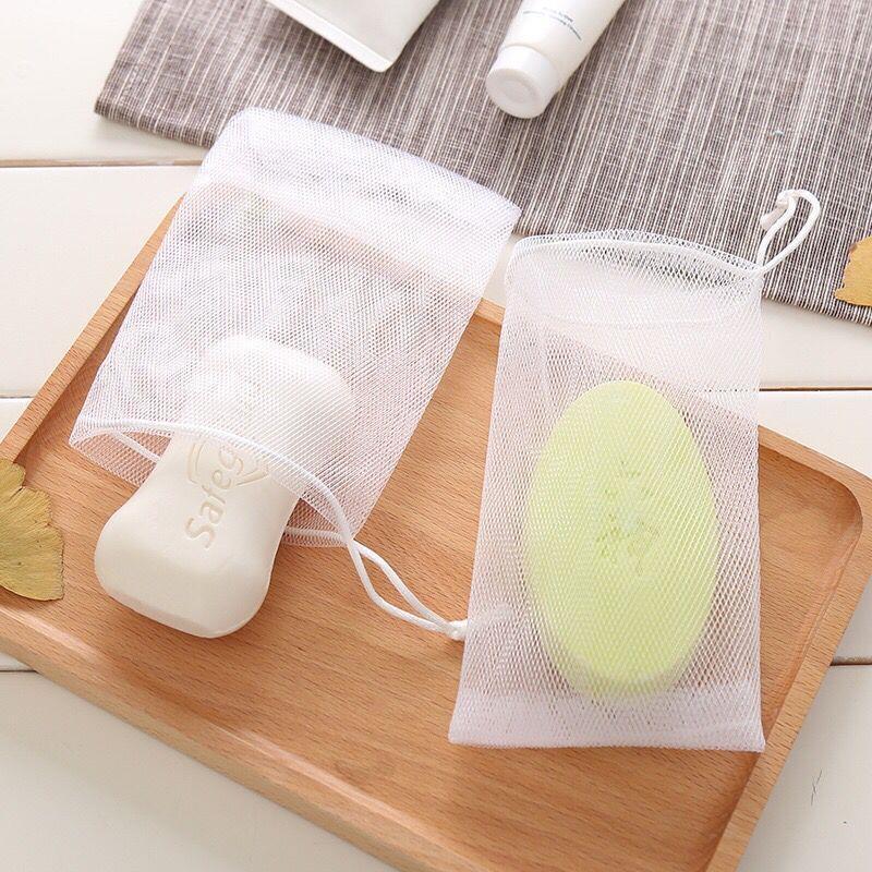 double layer foaming net face foaming sponge handmade soap foaming ball tea package drawstring facial cleanser soap mesh wholesale