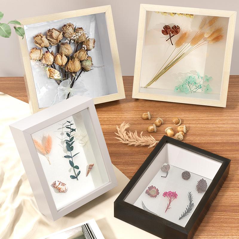three-dimensional hollow photo frame and picture frame wholesale wall-mounted solid wood dried flower butterfly specimens frame handmade diy table decoration crafts